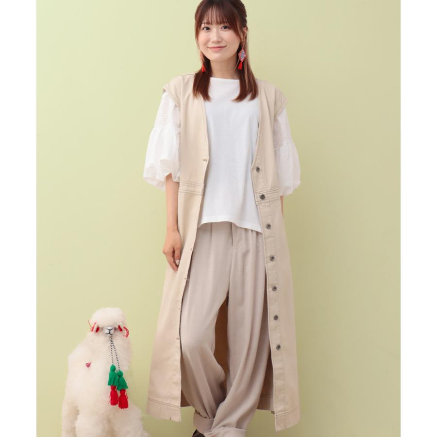 チチカカ ツイル＆デニム刺繍ワンピース(大きいサイズ) ／ロング
