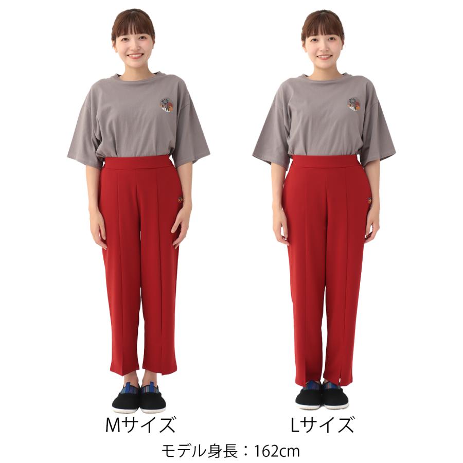 赤いカジュアルパンツ Mサイズ チチカカ（TITICACA） ジョーゼットフロントスリットパンツ ／ ロング