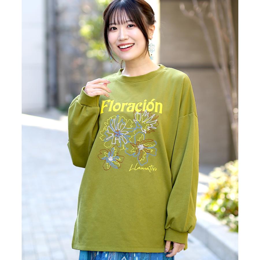 AE▽桃着用 フラワー刺繍プルオーバー チチカカ（TITICACA） フラワーモチーフ刺繍プルオーバー