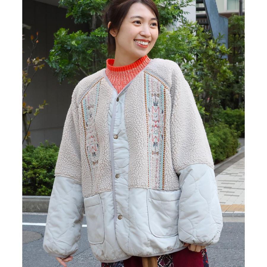 チチカカ ボアキルトチマヨコンビ刺繍ジャケット / レディース チチカカ ボアキルトチマヨコンビ刺繍ジャケット / レディース