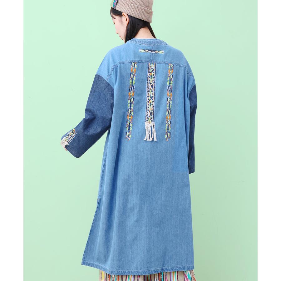 ニコアンド　INDIA IS BEAUTIFUL　柄キルトロングジャケット ニコアンド INDIA IS BEAUTIFUL 柄キルトロングジャケット