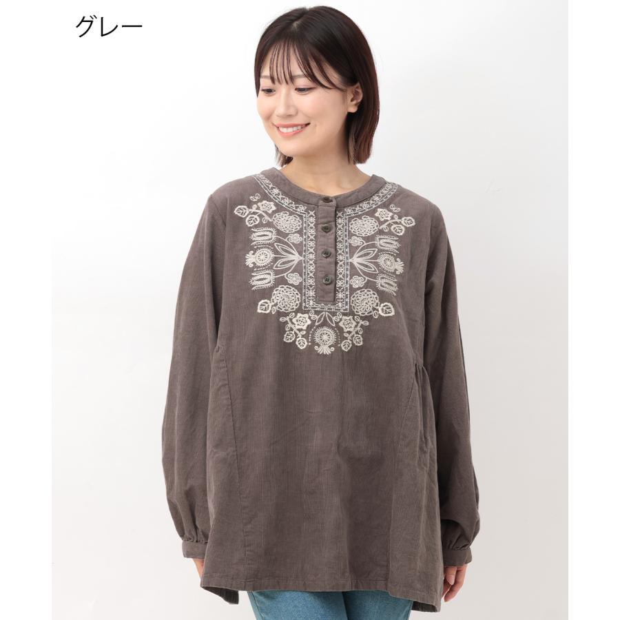 チチカカ Rico メヒコフラワー刺繍コーデュロイプルオーバー