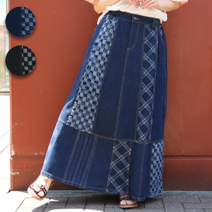 チチカカ（TITICACA） デニムパッチスカート ／ ロングスカート デニム