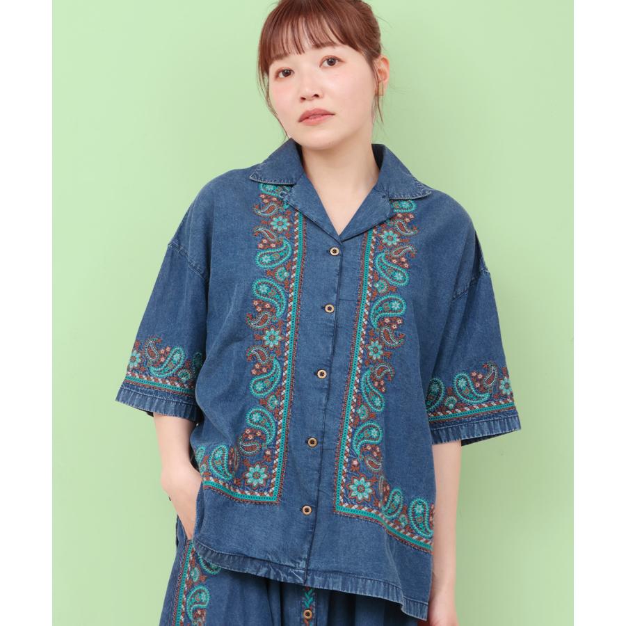 チチカカ Rico ライトデニムペイズリー刺繍シャツ / デニム チチカカ Rico ライトデニムペイズリー刺繍シャツ / デニム