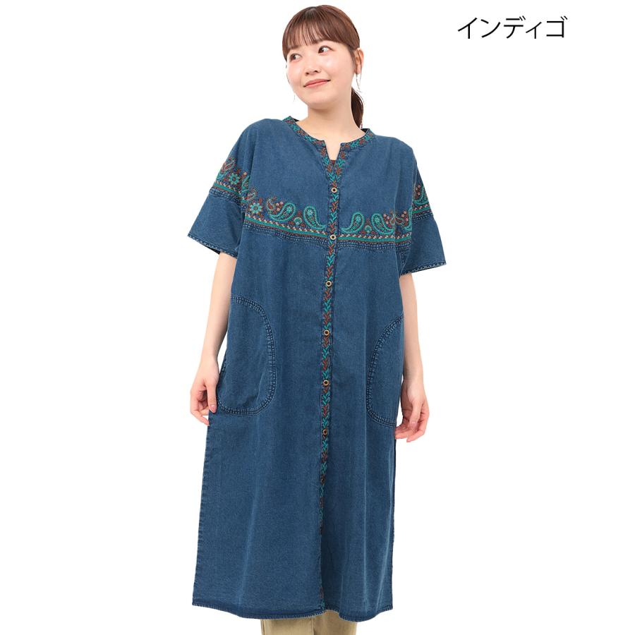 チチカカ Rico ライトデニムペイズリー刺繍ワンピース / ロング チチカカ Rico ライトデニムペイズリー刺繍ワンピース / ロング