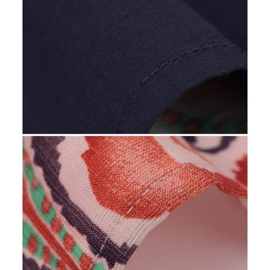 コンビスクエアカーディガン ／ ボレロ ガウン 羽織り はおり レディース 春 夏  半端袖 ドルマンスリーブ 薄手 布帛  バックシャン 切り替え コンチョボタン | チチカカ | 19