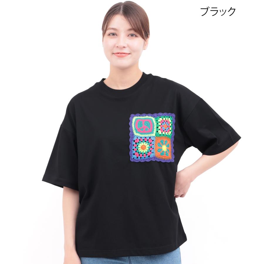 カラフルチェーン柄 Tシャツ チチカカ（TITICACA） カラフルクロシェポケットTシャツ ／ Tシャツ