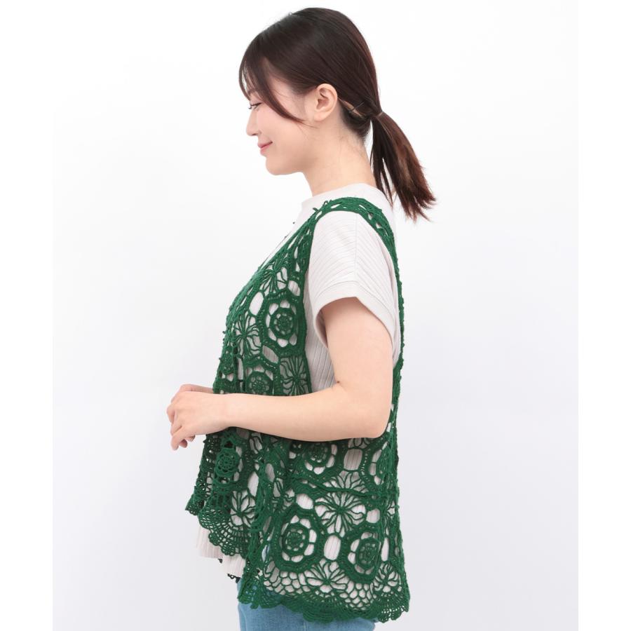 チチカカ かぎ編み風刺繍ベスト ／ ベスト 透け感 タンクトップ
