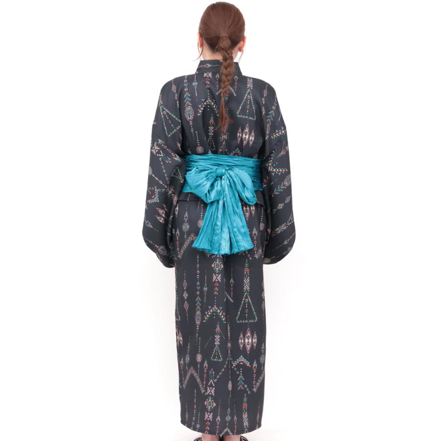 ワンピース浴衣3点セット ／ 浴衣 セパレート 3点セット ワンピース 浴衣 レディース キャミソール 簡単着付け 2WAY 洗える 帯付き 幾何学柄 春 夏_11
