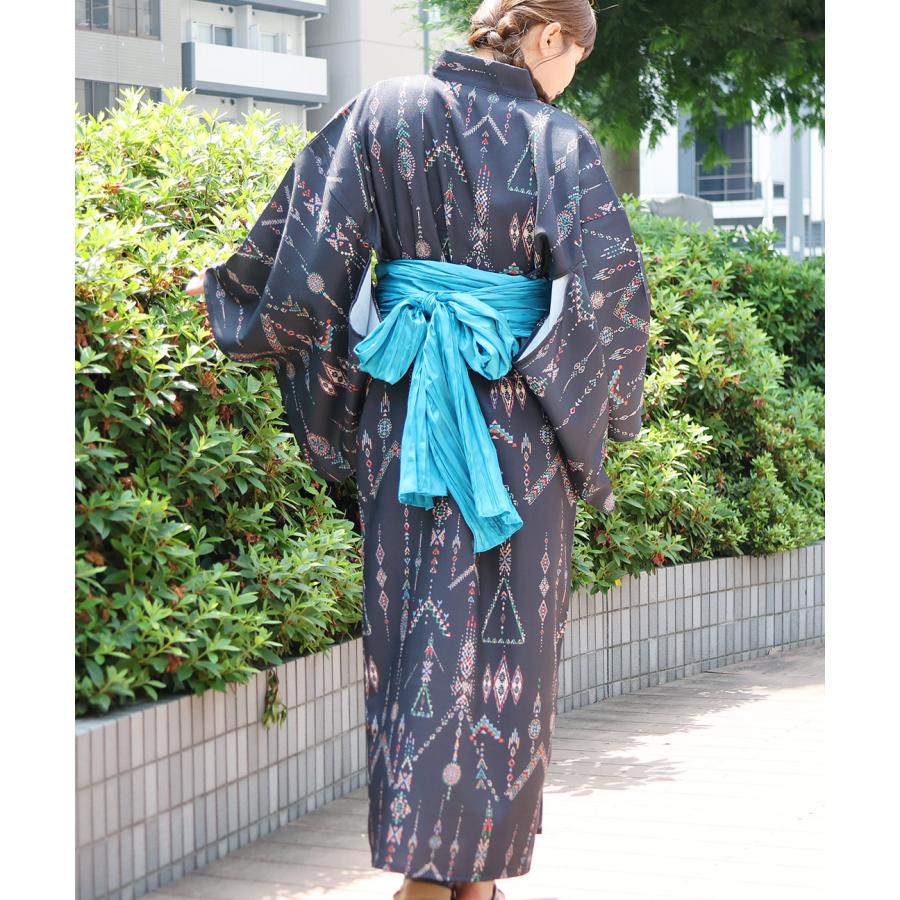 ワンピース浴衣3点セット ／ 浴衣 セパレート 3点セット ワンピース 浴衣 レディース キャミソール 簡単着付け 2WAY 洗える 帯付き 幾何学柄 春 夏_3