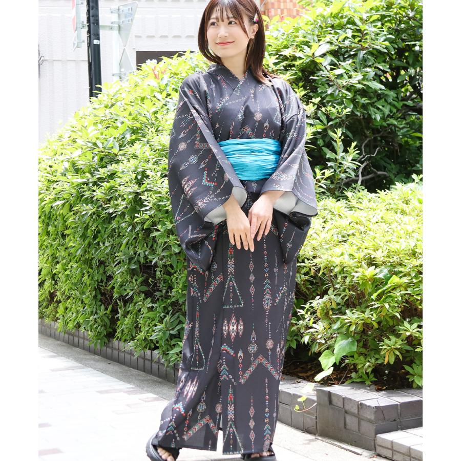 ワンピース浴衣3点セット ／ 浴衣 セパレート 3点セット ワンピース 浴衣 レディース キャミソール 簡単着付け 2WAY 洗える 帯付き 幾何学柄 春 夏_5