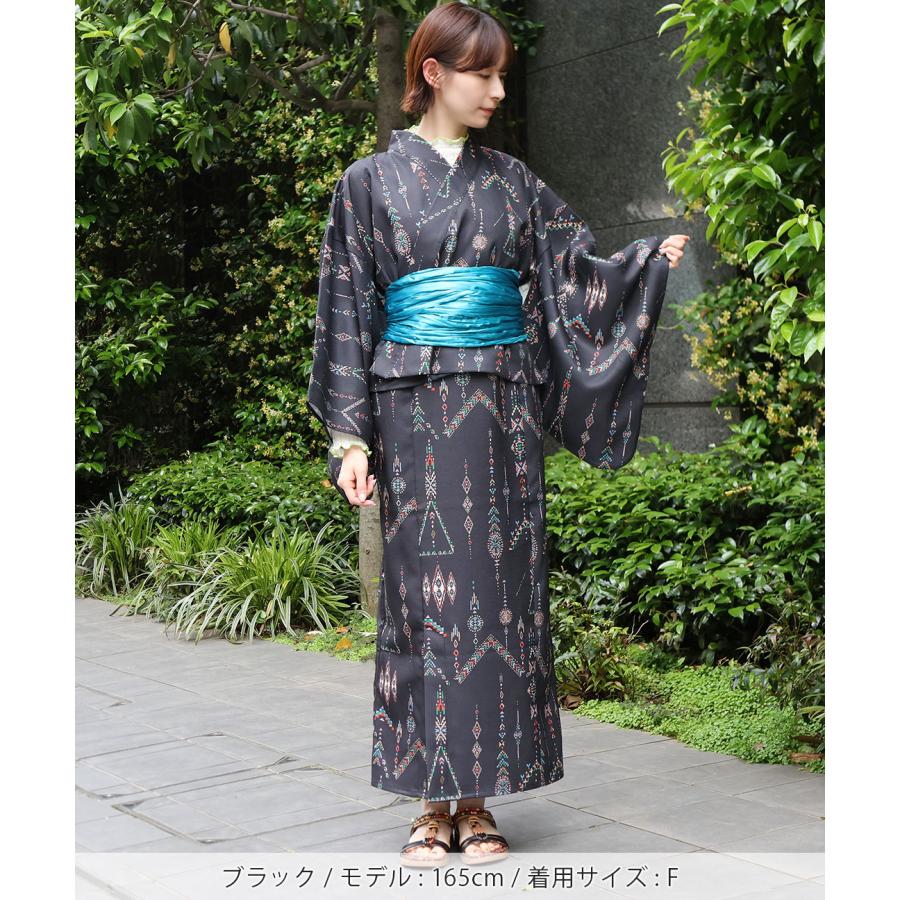 ワンピース浴衣3点セット ／ 浴衣 セパレート 3点セット ワンピース 浴衣 レディース キャミソール 簡単着付け 2WAY 洗える 帯付き 幾何学柄 春 夏_6