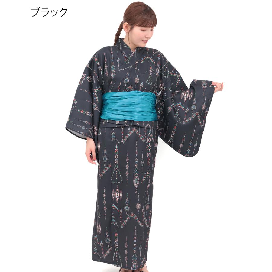 ワンピース浴衣3点セット ／ 浴衣 セパレート 3点セット ワンピース 浴衣 レディース キャミソール 簡単着付け 2WAY 洗える 帯付き 幾何学柄 春 夏_9