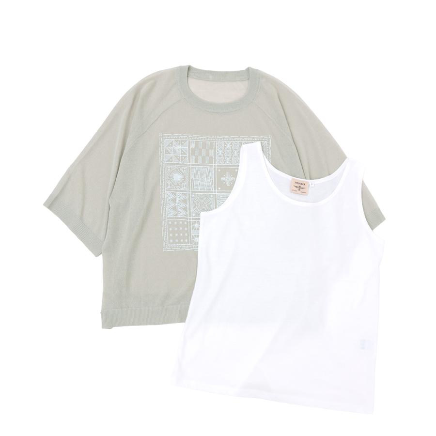 夏　シアーニットプルオーバー＋タンクトップ　セットアップ 夏 シアーニットプルオーバー＋タンクトップ セットアップ