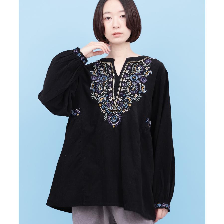 チチカカ（TITICACA） Rico ペイズリー刺繍コーデュロイプルオーバー