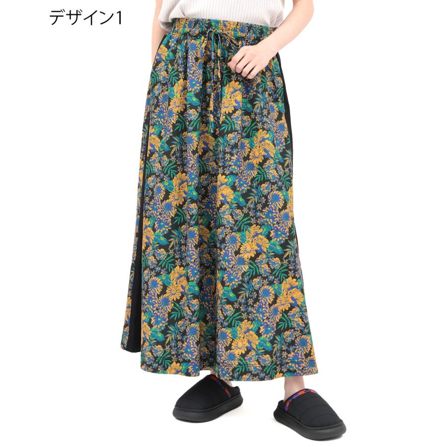 ドライ軽量ストレッチUVラインスカート ／ ロングスカート Aラインカート ボトムス レディース 春 夏 総柄 サイドライン ストレッチ ウエストゴム 機能性の画像