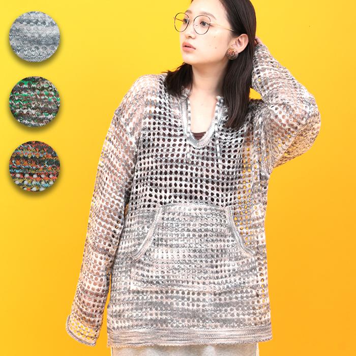 チチカカ Orale! モヘアタッチアノラックメッシュニットプル