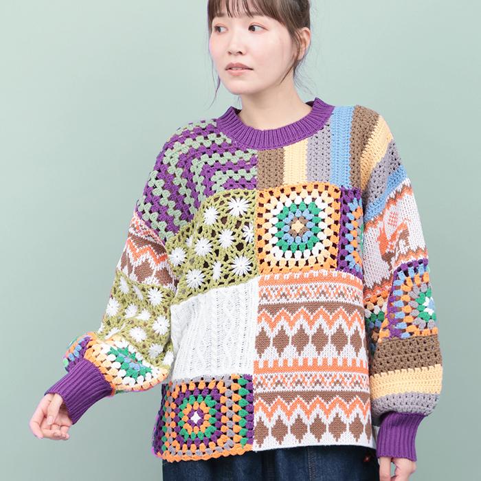 チチカカ（TITICACA） Rico パッチクロシェニットプルオーバー