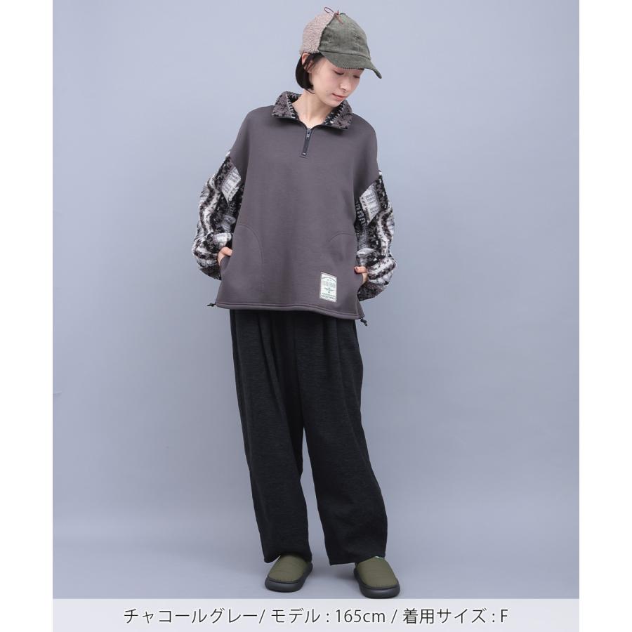 チチカカ（TITICACA） 裏起毛×ボアスリーブハーフジッププルオーバー