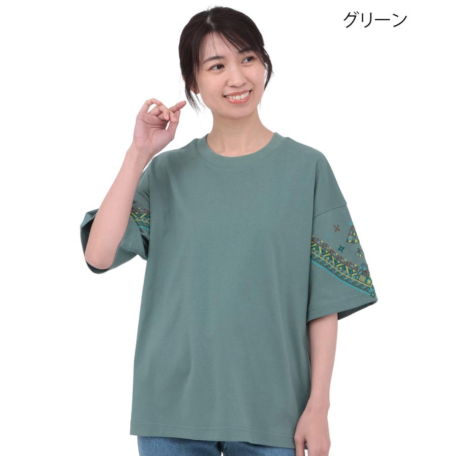 チチカカ（TITICACA） バンダナスリーブ刺繍Tシャツ ／ Tシャツ 吸水速