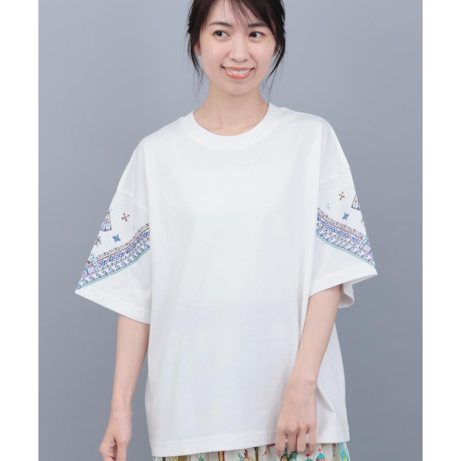 チチカカ（TITICACA） バンダナスリーブ刺繍Tシャツ ／ Tシャツ 吸水速
