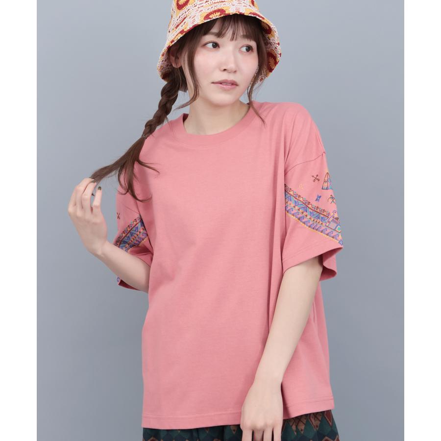 チチカカ（TITICACA） バンダナスリーブ刺繍Tシャツ ／ Tシャツ 吸水速