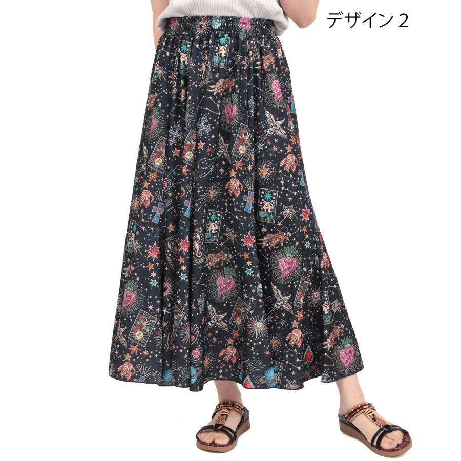 ファブリックプリントジャージースカート ／ スカート ボトムス レディース マキシ丈 2サイズ Mサイズ Lサイズ 低身長 ウエストゴム マキシスカートの画像