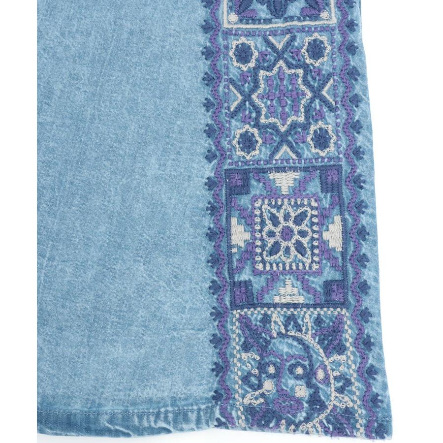 チチカカ（TITICACA） Rico ライトデニムメヒコタイル刺繍フレア