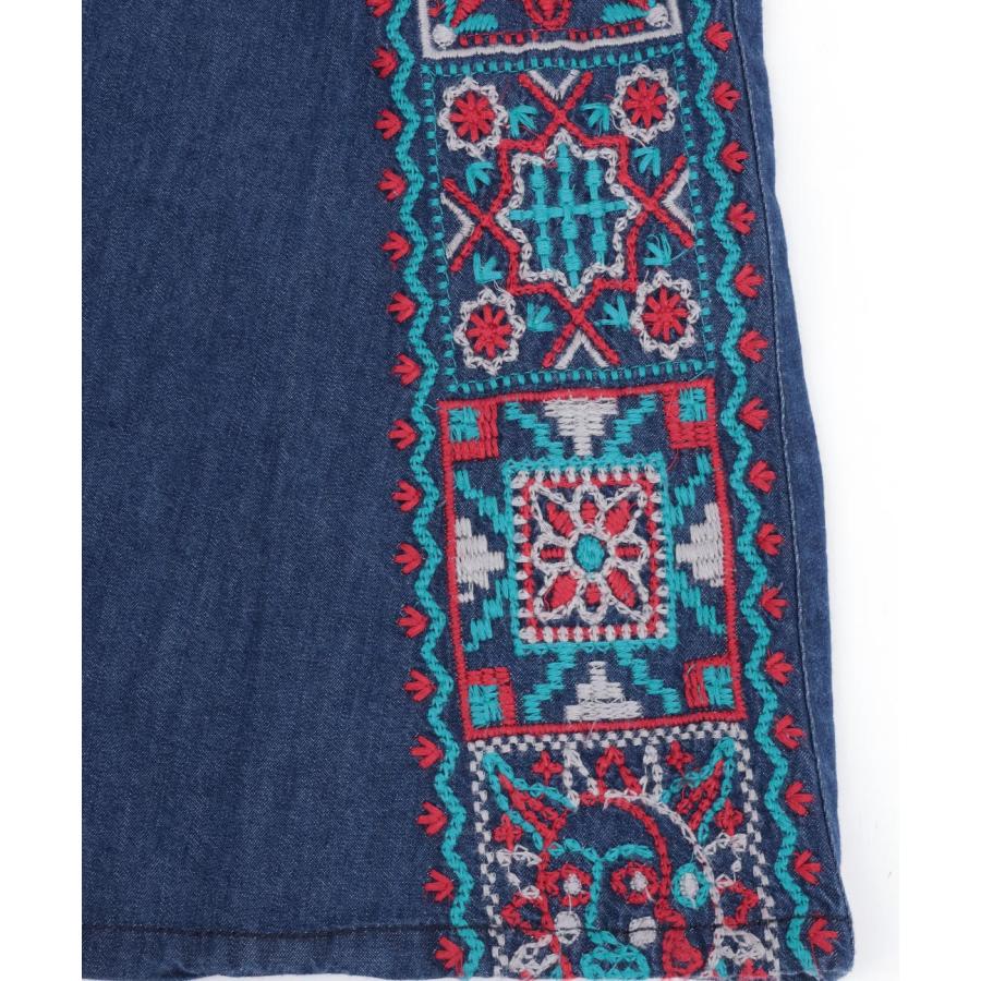 チチカカ（TITICACA） Rico ライトデニムメヒコタイル刺繍フレア