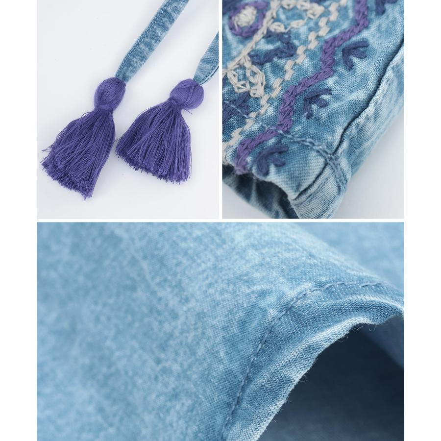 チチカカ（TITICACA） Rico ライトデニムメヒコタイル刺繍フレア