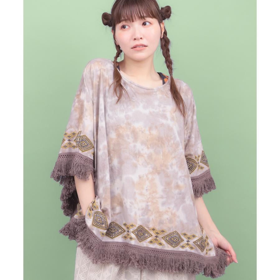 チチカカ（TITICACA） ムラ染キカ刺繍ポンチョ ／ Tシャツ ポンチョ