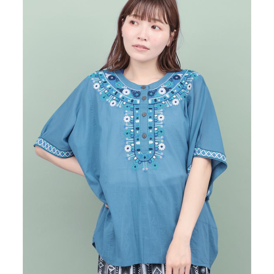ぴんちゃん 様DE0743【エポカ】ブラウス【40】シルク100％ドルマン 刺繍 チチカカ（TITICACA） ウィピール刺繍プルオーバー ／ ブラウス