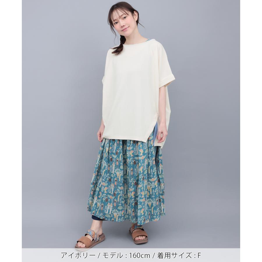 サカリバ肩チロリードルマンプルオーバー ／ Tシャツ トップス 重ね着風 長め丈 カットソー レディース 春 夏 半袖 ドルマンスリーブ チチカカ TITICACAの画像
