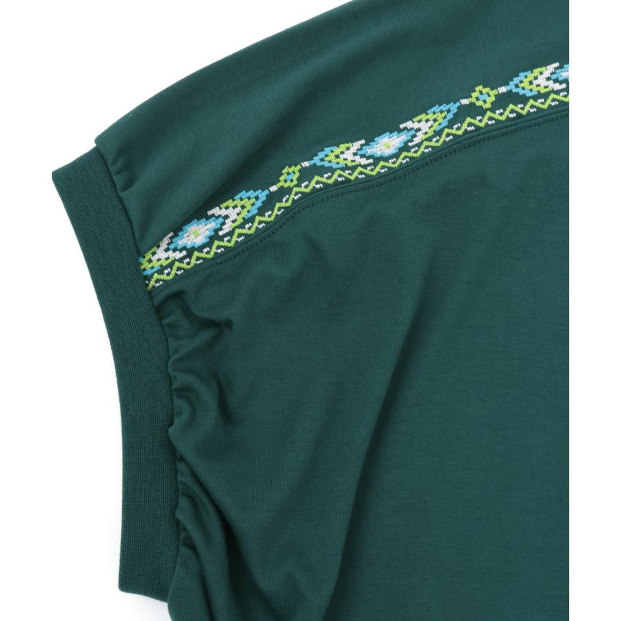 汗染み防止ドルマン刺繍プルオーバー ／ Tシャツ 接触冷感 UVカット 汗じみ防止 ドルマン プルオーバー 半袖 トップス レディース 涼しい ゆったり 体型カバーの画像
