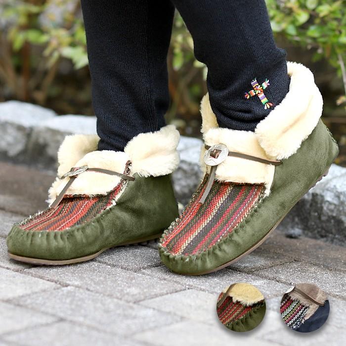 ブーツ レディース 秋 冬 シューズ 靴 履物 ショートブーツ モカシン ムートン ファー ボア ハイカット フラット ムートン風コンチョブーツ Ziwjba7034 チチカカ Paypayモール店 通販 Paypayモール