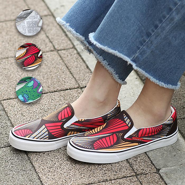 スリッポン スニーカー シューズ 靴 履物 レディース 秋 冬 春 おしゃれ 紐なし 楽ちん 快適 柄 パターンバリエーションスリッポン Zkscba7007 Off