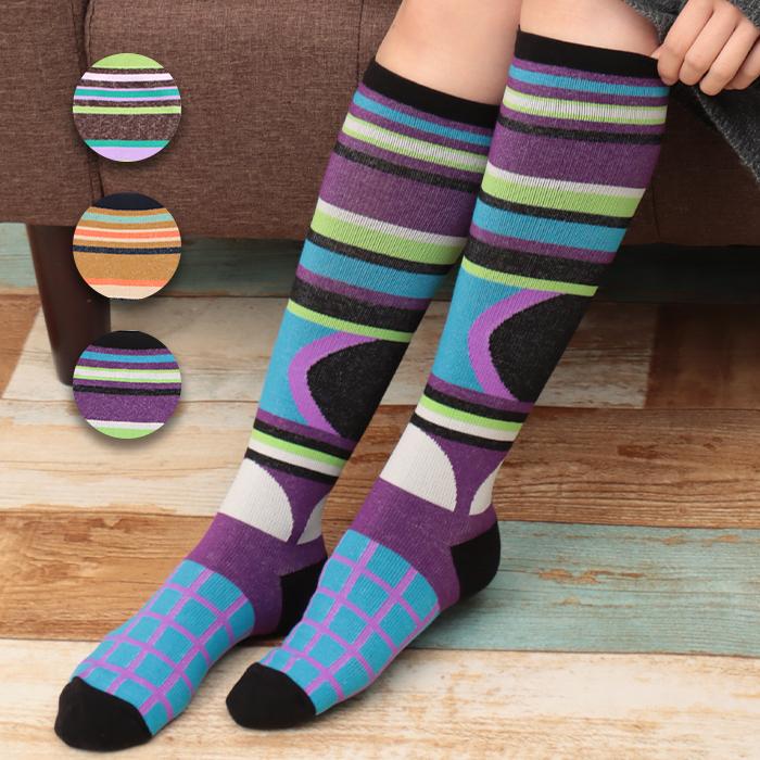 着圧ソックス 靴下 レディース 秋 冬 ロング丈 段階着圧 むくみ予防 就寝 リラックス デスクワーク 立ち仕事 ドットボーダー着圧ソックス Zkwjb2347 Zkwjb2347 チチカカ Yahoo ショッピング店 通販 Yahoo ショッピング