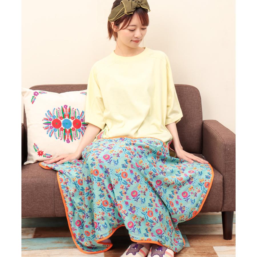 アタリ ブランケット MGA スワンネルマルチブランケット 花 フラワーバードマスタード フラワー