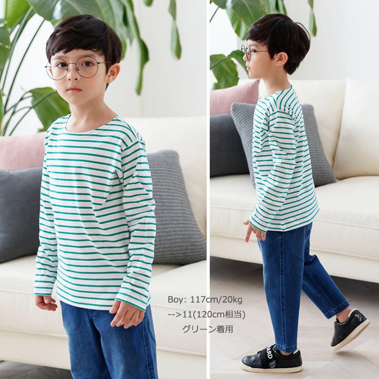 Tシャツ キッズ 長袖 海軍風 ボーダー柄 カットソー 子供服 トップス