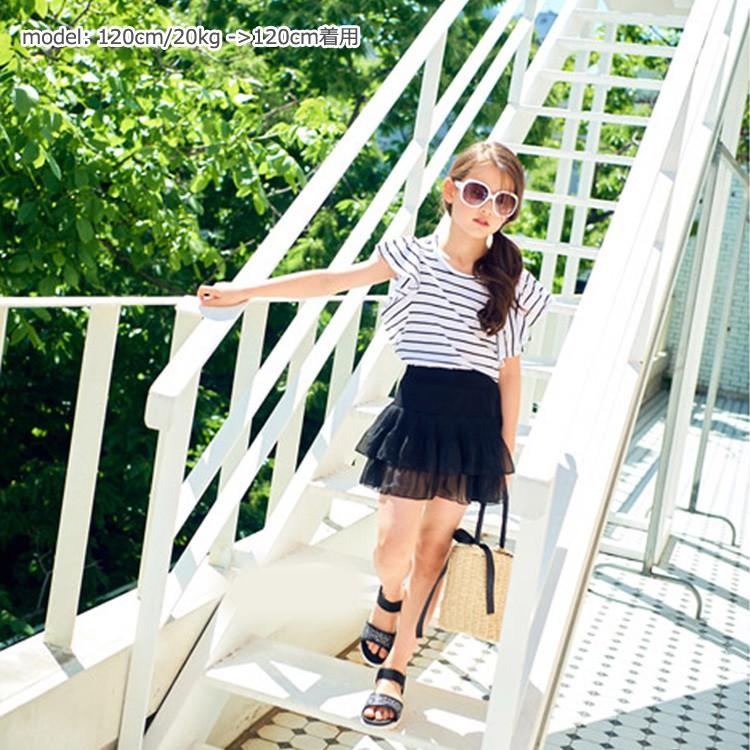 半袖tシャツ キッズ 女の子 子供服 トップス カットソー Tシャツ フリル ボーダー ルーズ ゆったり おしゃれ かわいい (0.75) | ブランド登録なし | 02