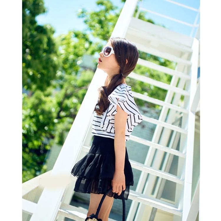 半袖tシャツ キッズ 女の子 子供服 トップス カットソー Tシャツ フリル ボーダー ルーズ ゆったり おしゃれ かわいい (0.75) | ブランド登録なし | 04