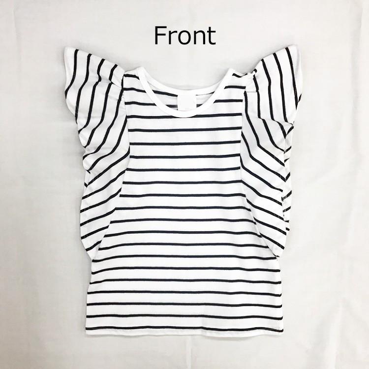 半袖tシャツ キッズ 女の子 子供服 トップス カットソー Tシャツ フリル ボーダー ルーズ ゆったり おしゃれ かわいい (0.75) | ブランド登録なし | 06