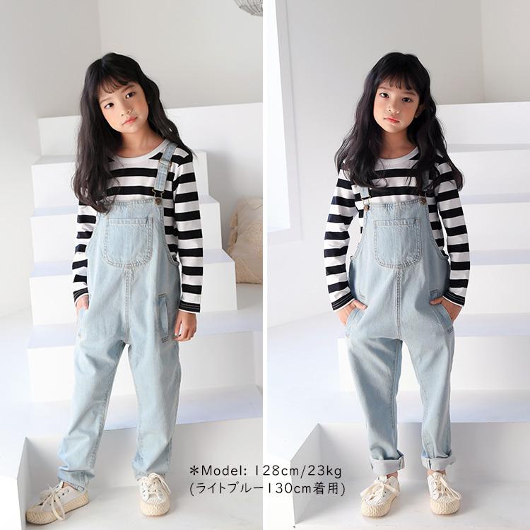 サロペット キッズ デニム オーバーオール 女の子 男の子 ジュニア 子供服 ボトムス ロングパンツ 長ズボン 110cm 120cm 130cm 140cm 150cm (3)｜titikids｜06