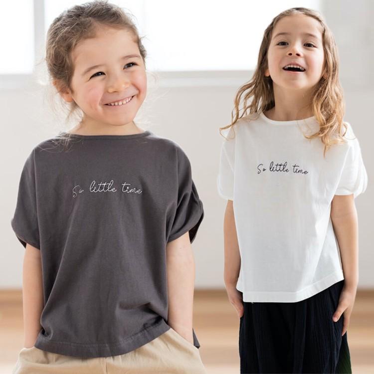 tシャツ キッズ 半袖 無地 刺繍ロゴ 男の子 女の子 綿100% トップス