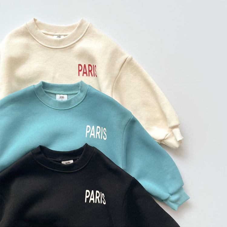 ロゴトレーナー キッズ 裏起毛 無地 paris 100cm 110cm 120cm 130cm