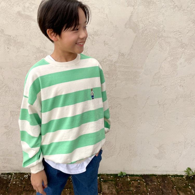 ボーダーtシャツ キッズ 韓国子供服 トレーナー ボーダー 長袖 Tシャツ