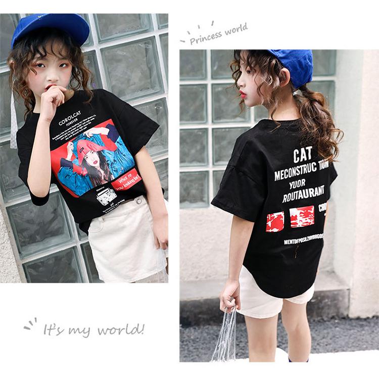 tシャツ キッズ 半袖 アート 女の子 綿100% トップス おしゃれ 白 黒