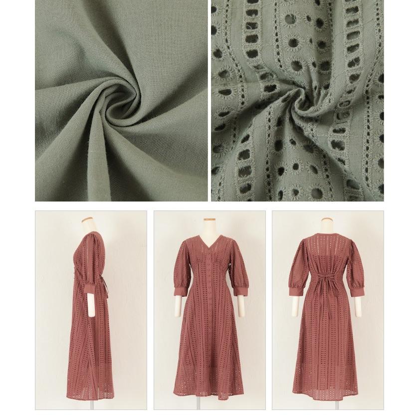 ワンピース レディース パフスリーブ コットンレース レースアップ ペチコート 五分袖 Vネック パフスリーブコットンレースワンピース Avxn0502 Titivate 通販 Yahoo ショッピング