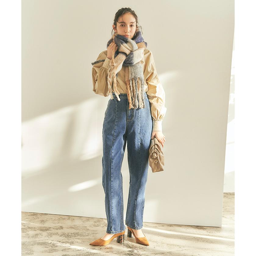 ボトムス レディース デニム パンツ ジーンズ ロング丈 ベーシック シンプル センター切替ストレートデニムパンツ 人気商品 予約 Axxp2808 Titivate 通販 Yahoo ショッピング