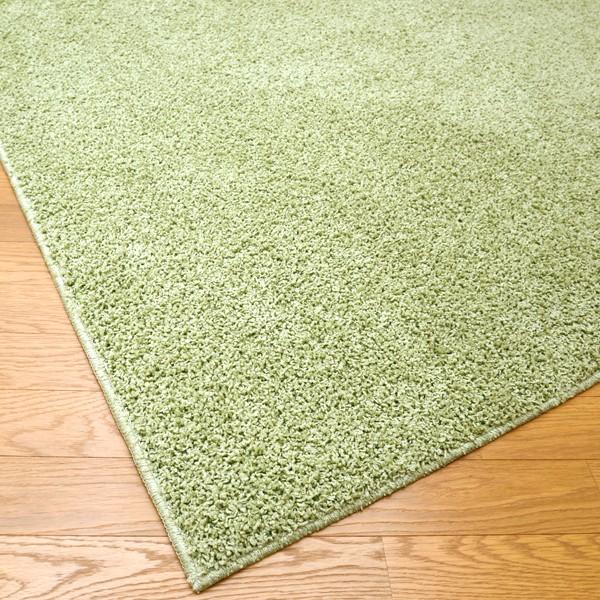 Tsujikawa カーペット 190 やわらか シャギーラグ 緑 洗える 日本製